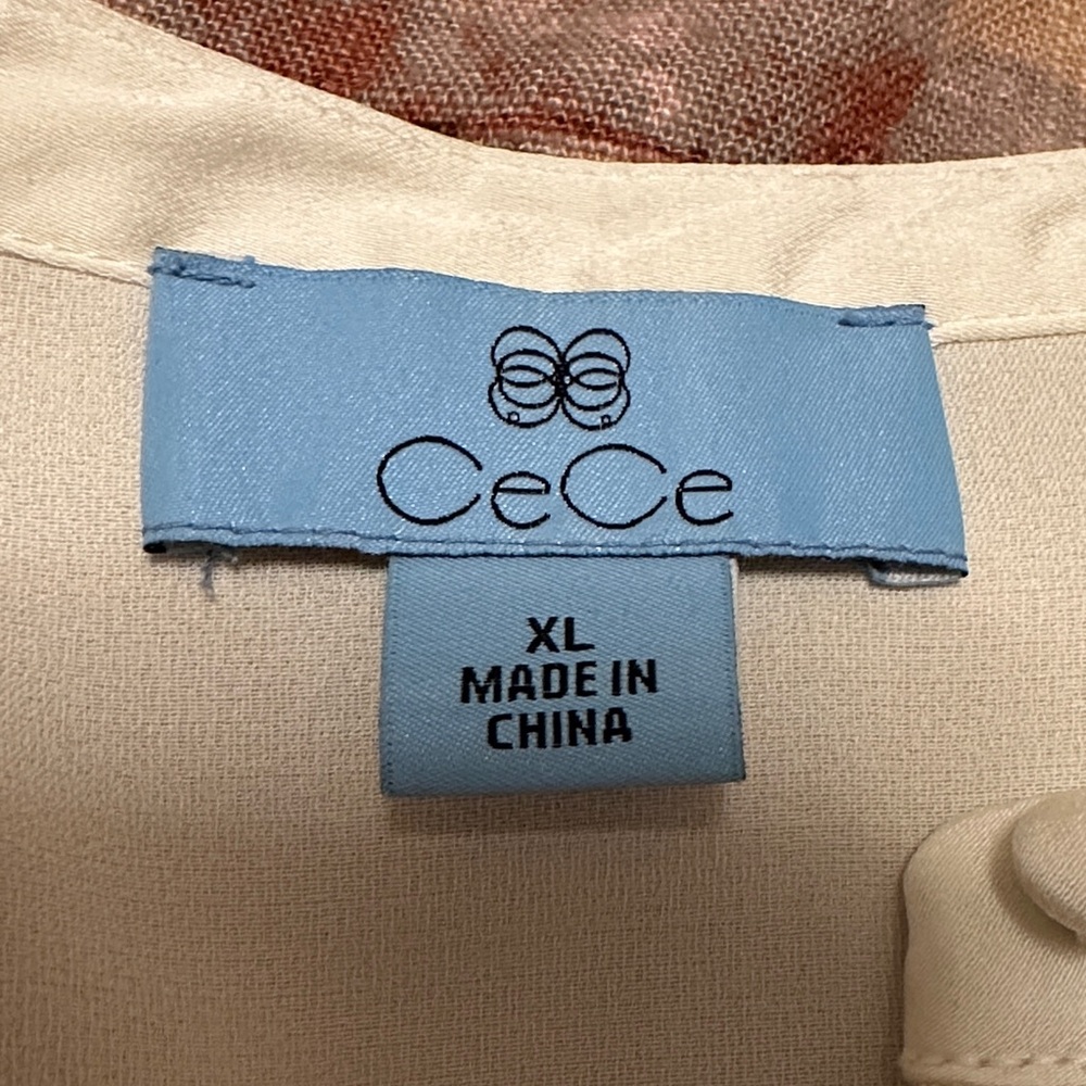 CeCe Ivory Button-Front Blouse - Picture 2 of 7